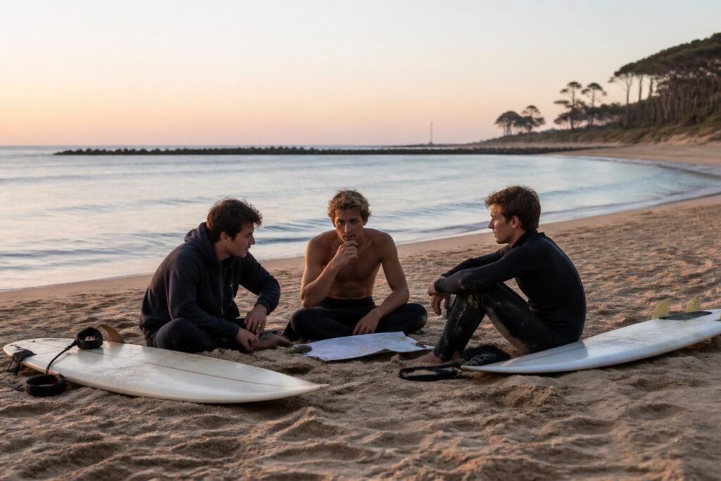 découvrez l'aventure des jeunes surfeurs normands fraîchement qualifiés pour les championnats de france, à la recherche de sponsors pour les accompagner vers la victoire.