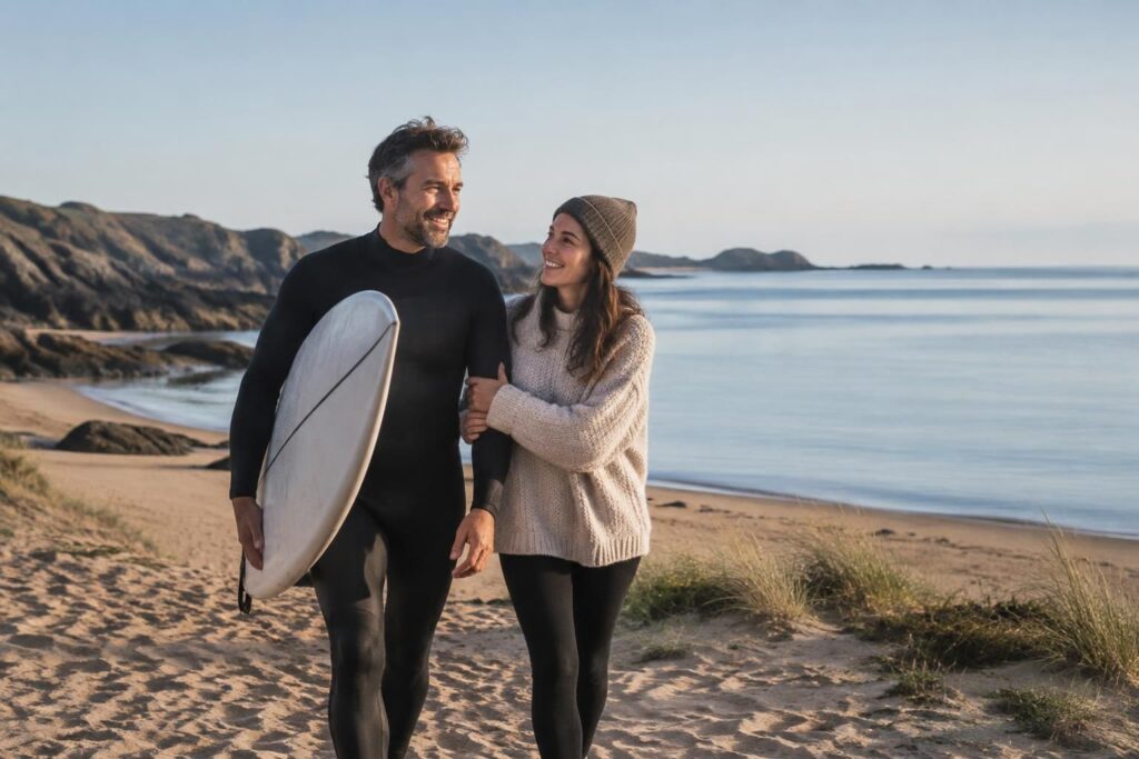 en bretagne, après avoir affronté la maladie, il retrouve l’océan et reprend le surf. un retour aux vagues qu’il n’imaginait plus possible.