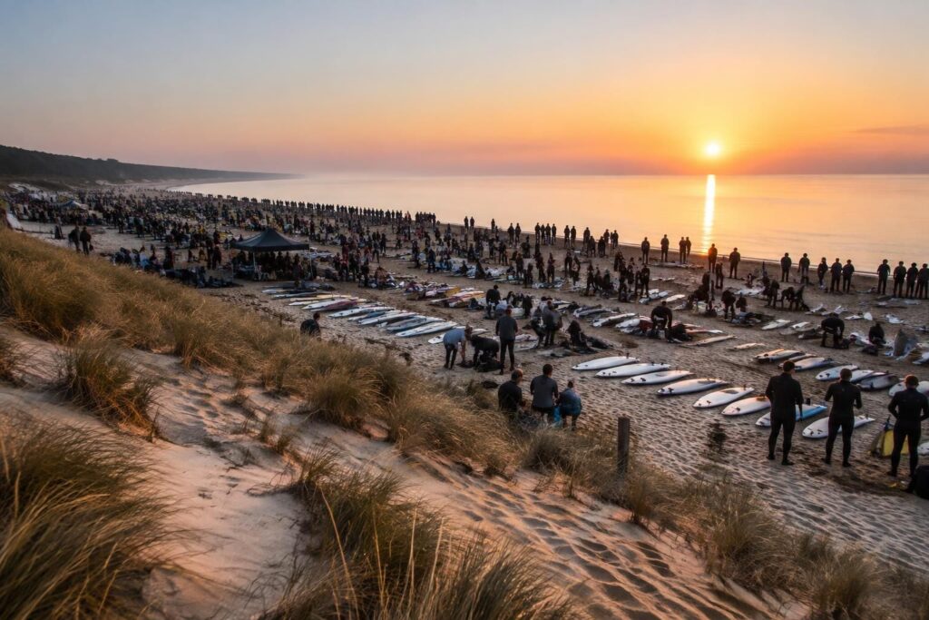 les landes accueilleront une grande compétition de surf réunissant plus de 500 participants, un événement sportif majeur sur la côte landaise.